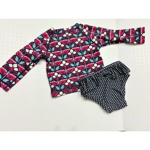 Tea Collection Baby Girl's Swim Swimsuit Bikini 2 PC 3-6 Month Rash Guard‎